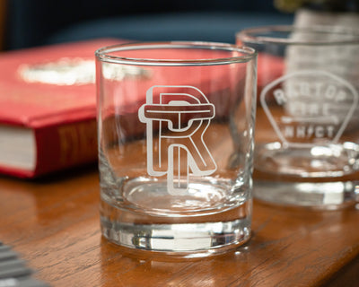 Vintage Letterstack Whiskey Glass