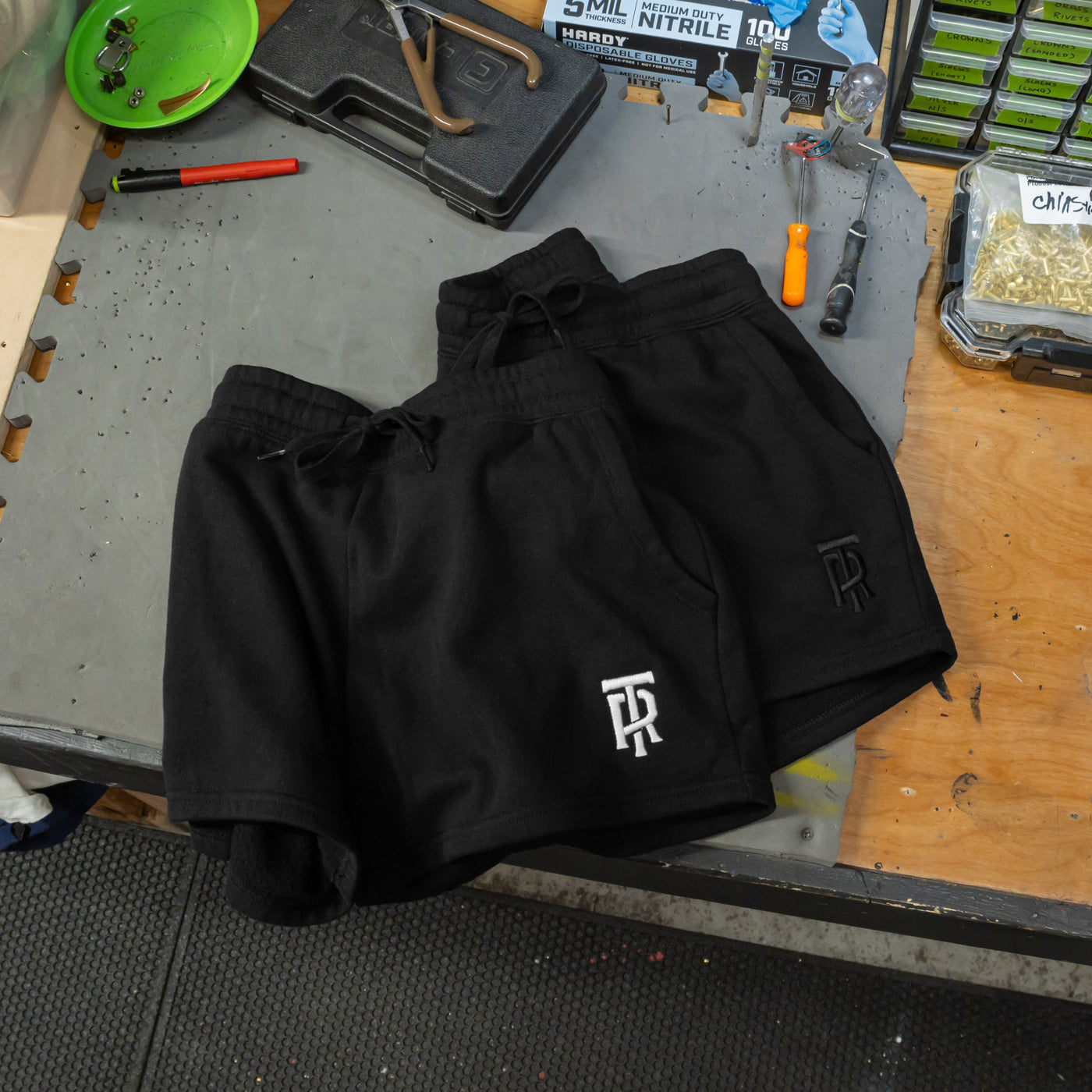 Womens Embroidered Letterstack Shorts